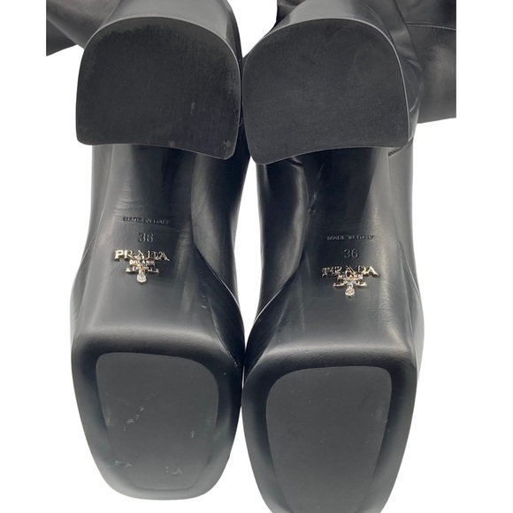 NWOB Prada Black Platform Leather Knee Boot - Sz 6 - Picture 6 of 8